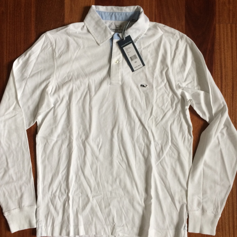 Men's Vineyard Vines long sleeve polo  White  XS